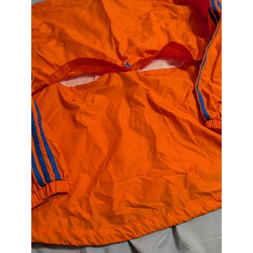 Vintage Y2K Adidas Hooded Windbreaker Jacket Orange Blue Pullover Anorak Men's M